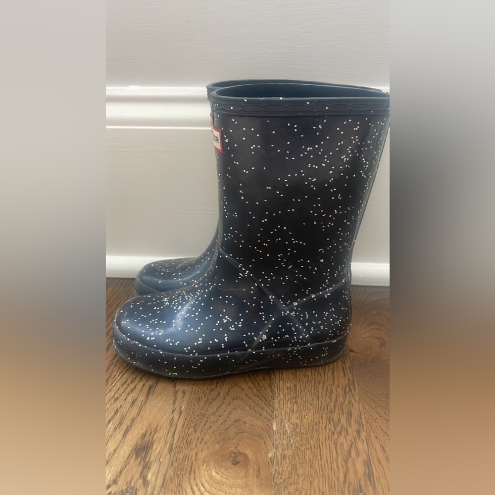 Okay condition HUNTER sparkle black girls boots size US girls 11